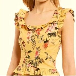 Antonio Milani Floral Ruffle Ray Of Sunshine Crop Top
